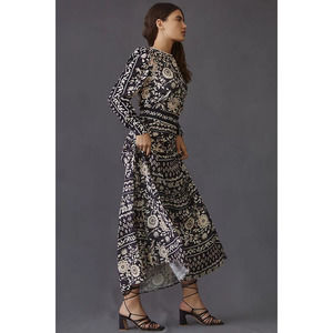 New Anthropologie Especia Margaret Maxi Dress $310 SMALL Black/Pink